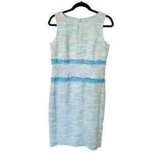 TALBOTS Women’s 10 Light Blue Pastel Tweed Shift Dress